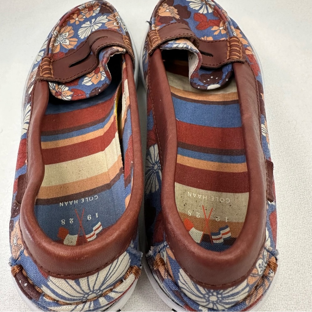 Cole Haan Floral Blue and Brown Loafers - Picture 11 of 15